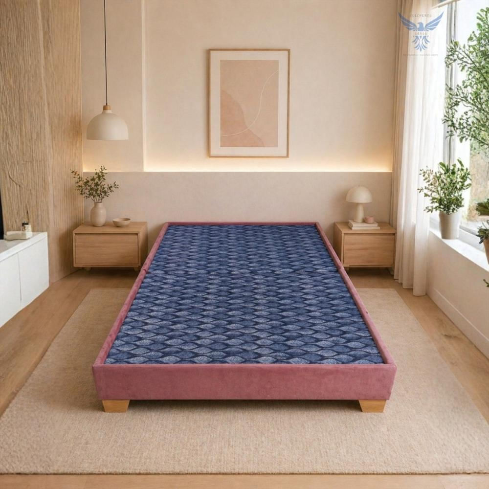 Base Cama Sencilla Rosada Pata Madera img #1