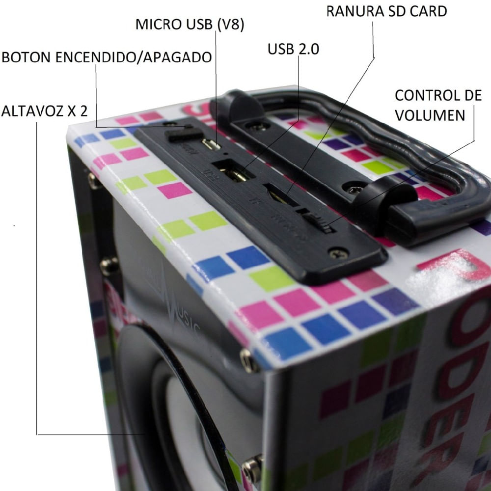Parlante Bluetooth Recargable 10W Modelo 9 img #5