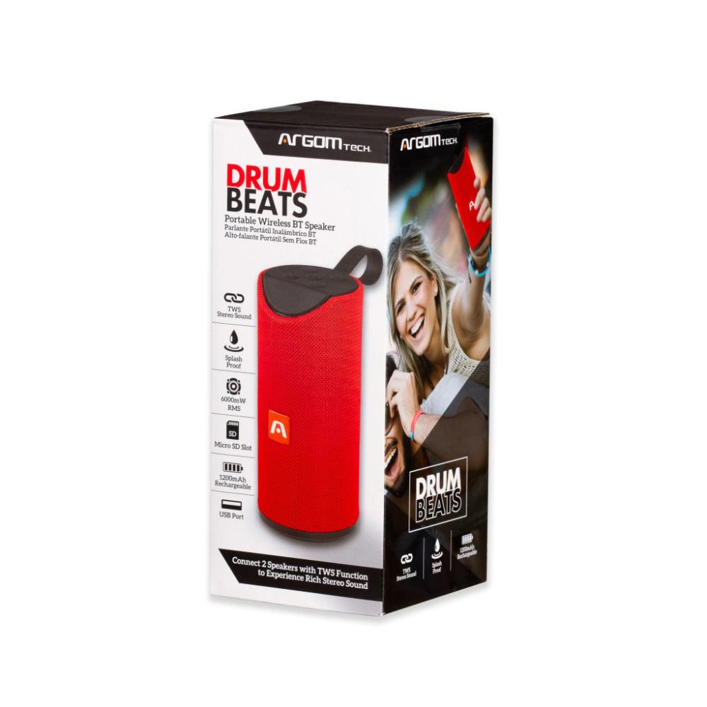 Parlante Inalámbrico Argomtech Bluetooth Drumbeats Tws Rojo img #5