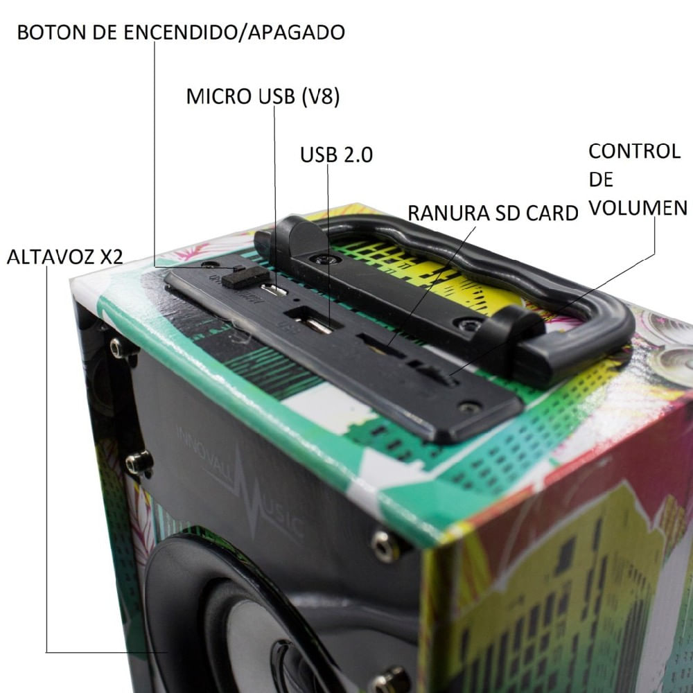 Parlante Bluetooth Recargable 10W Modelo 8 img #5