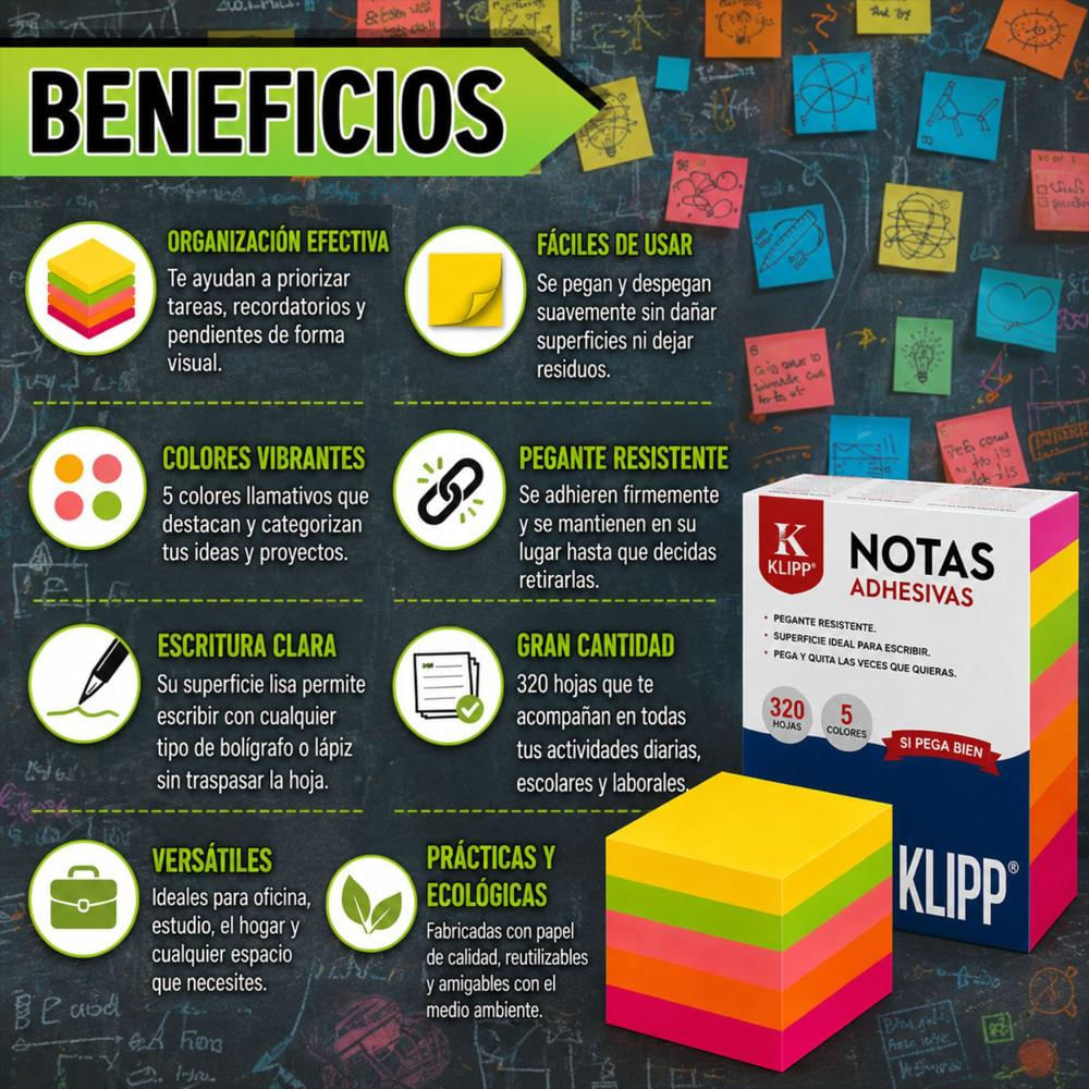 Bloc De Notas Adhesivas Autoadhesivas 320 Hojas Multicolor img #5
