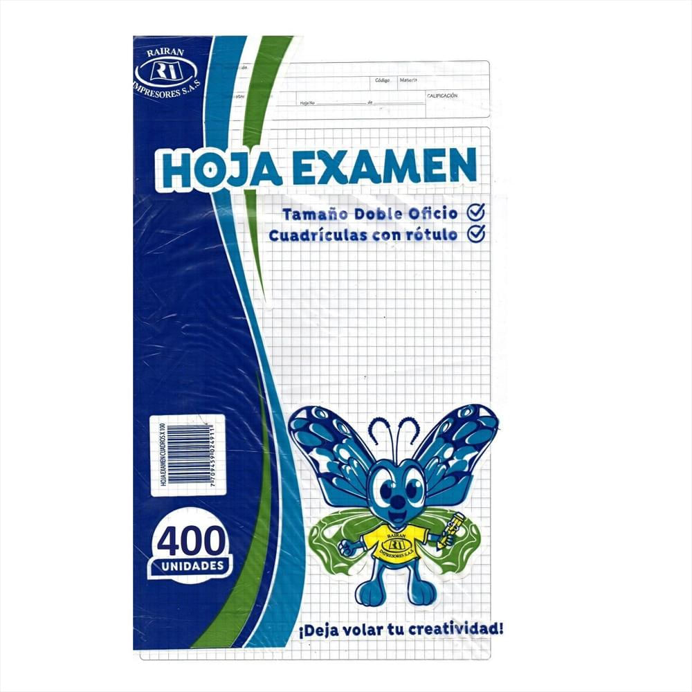 400 Hoja Examen Cuadriculada Doble img #1