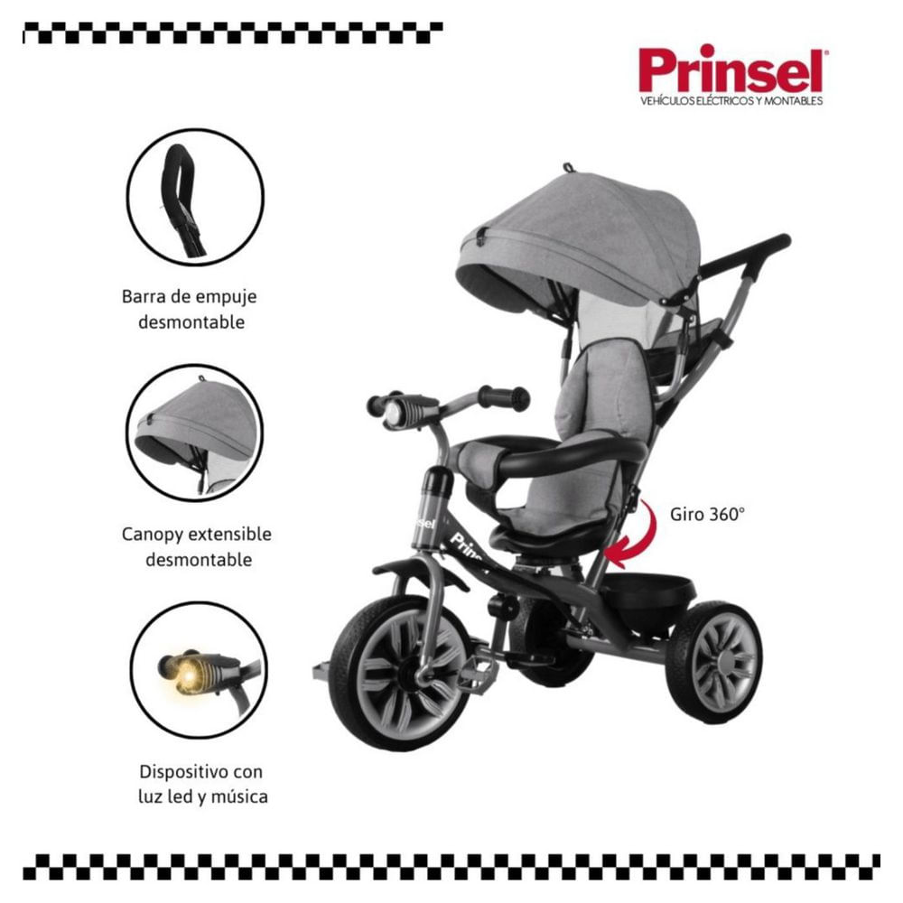 Trcicilo Para Niños  Sun Gira 360 Grados Gris PRINSEL img #1