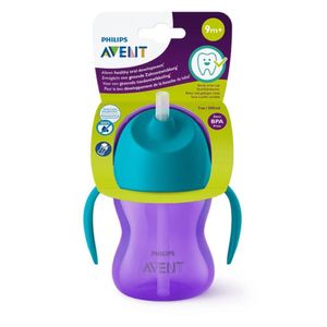 Vaso Pitillo Avent Azul Morado 9m+ X 7oz