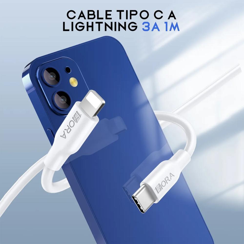 Cable Usb C A Lightning 1Hora Cab258 Carga Rápida 3A 1M Blanco img #4