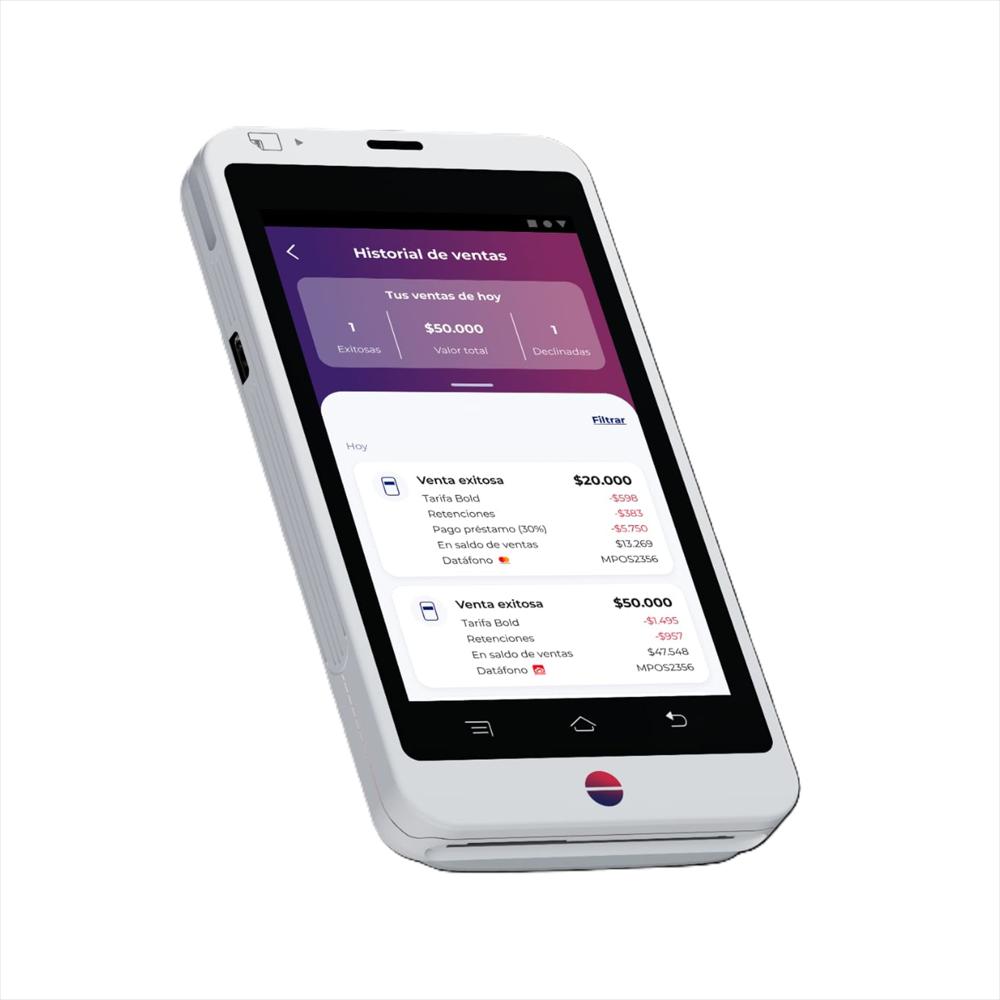 Datáfono Bold Smart Blanco Pantalla Táctil Con Sim img #1