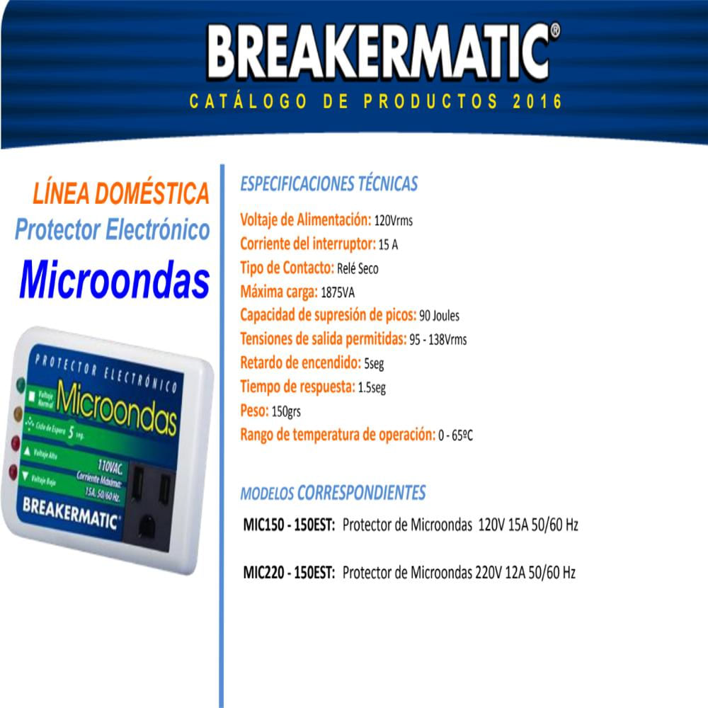 Protector De Voltaje Breakermatic Para Horno Microondas Blanco img #3
