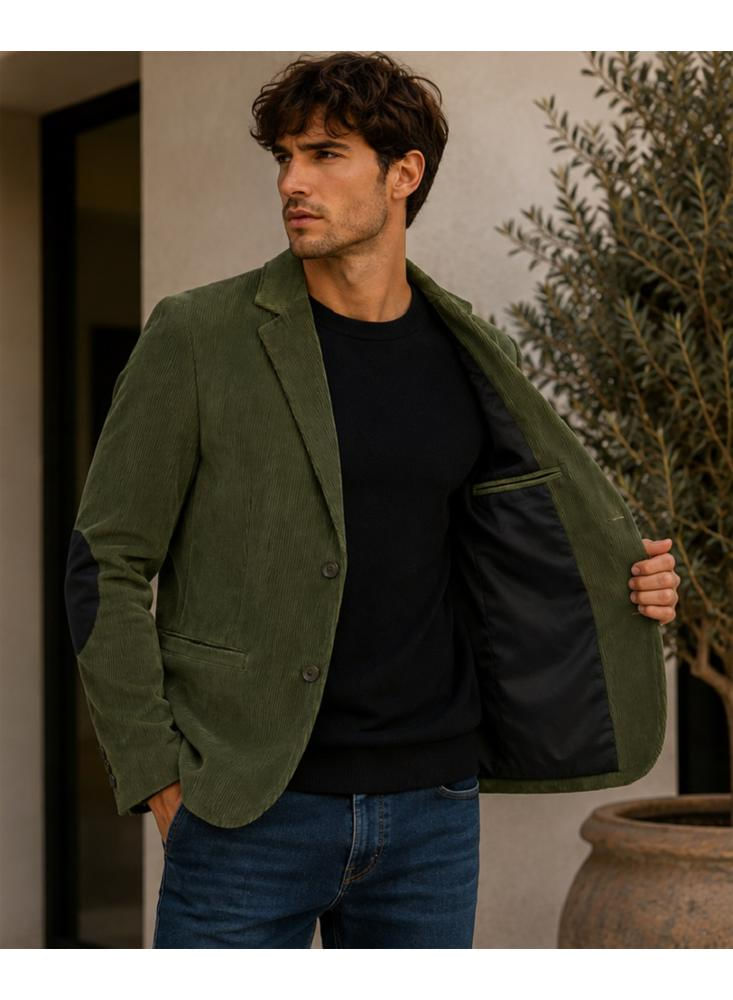 Chaqueta O Blazer De Pana Liviana Con Coderas img #3