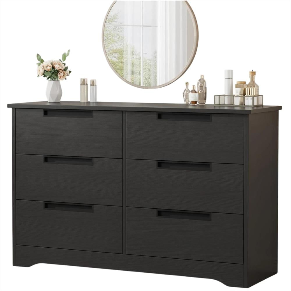 Cómoda De Madera De 6 Cajones Negra img #1