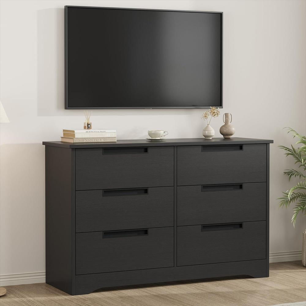 Cómoda De Madera De 6 Cajones Negra img #4