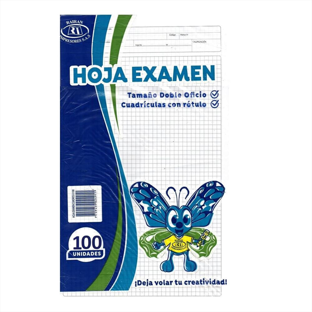 100 Hoja Examen Cuadriculada Doble img #1
