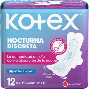 Toallas higiénicas KOTEX nocturna discreta (12 und)