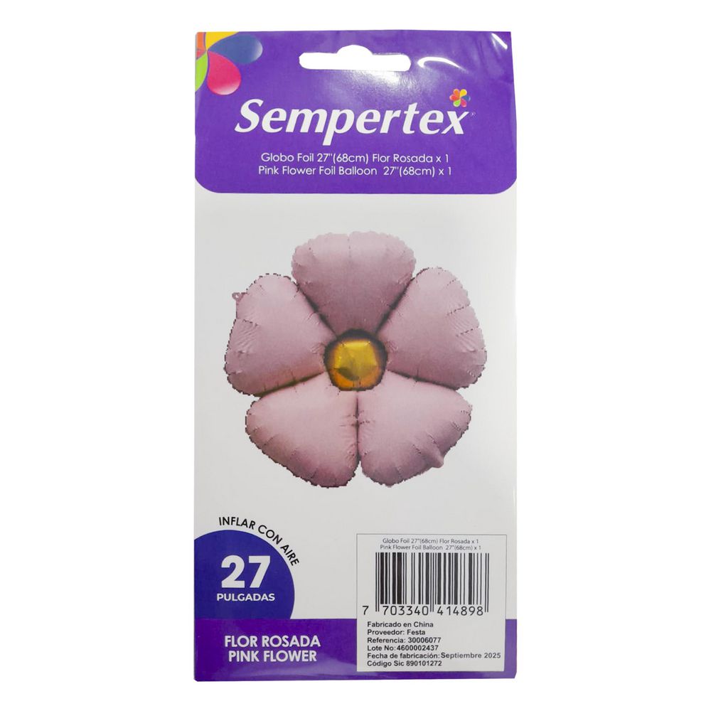 GLOBO FOIL 27 PULGADAS FLOR ROSADA SEMPERTEX 7703340414898 img #1