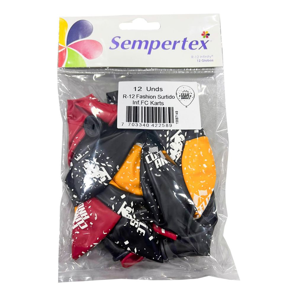 GLOBOS R12 FASHION SURTIDO KARTS SEMPERTEX 7703340422589 img #1