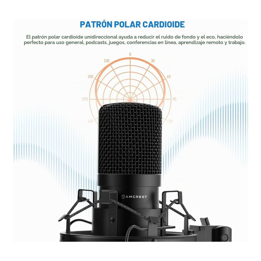 Micrófono Para Podcast Amcrest Usb Am430 Bps img #2