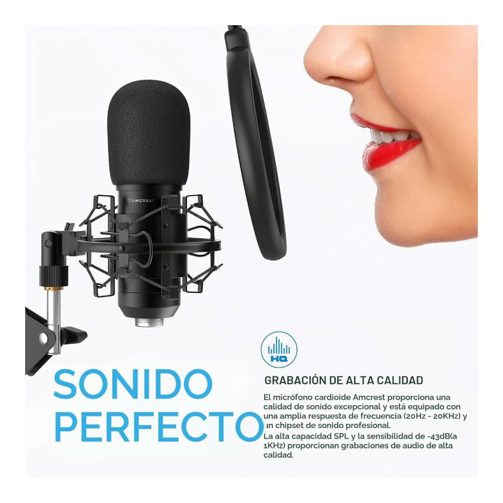 Micrófono Para Podcast Amcrest Usb Am430 Bps img #4