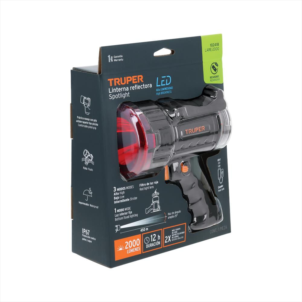 Linterna Reflector Led 2000Lm Truper Tipo Batería Recargable img #5