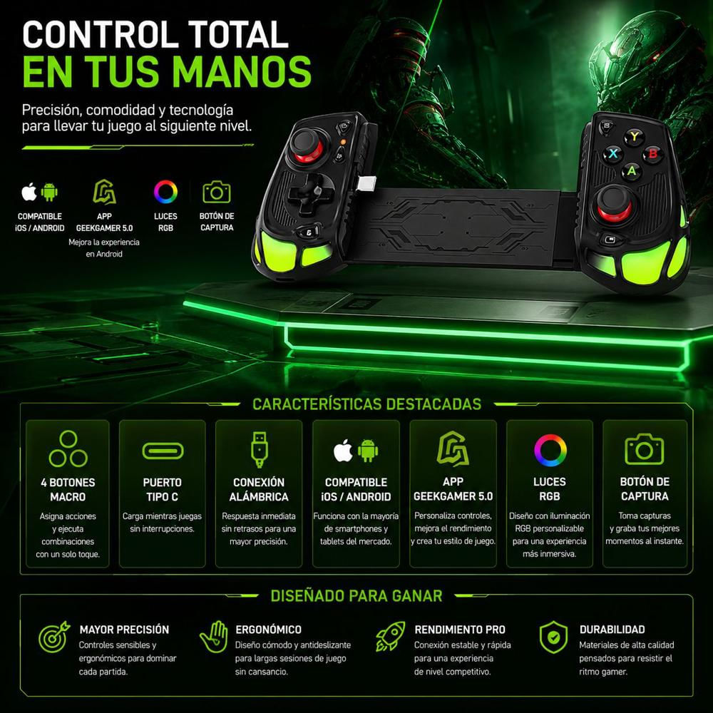 Control Gamer Para Celular Android Ios Tipo C Rgb img #5