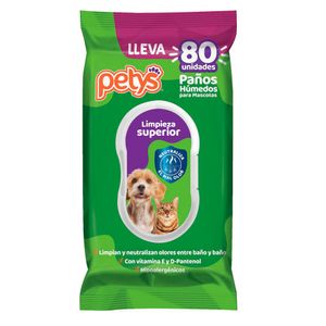 Pañitos húmedos PETYS para mascotas limpieza superior (80 und)