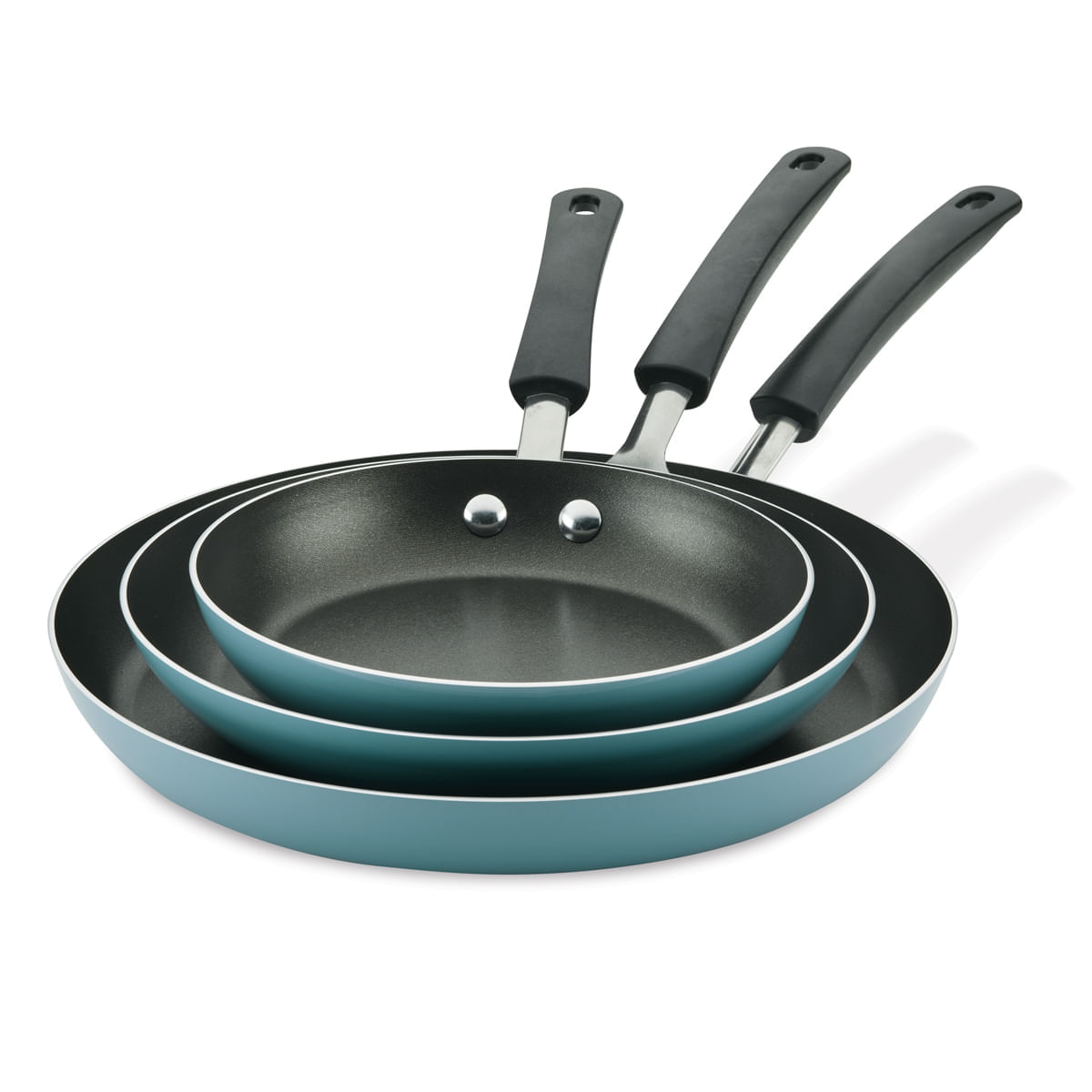 Set x 3 sartenes 20cm, 25cm y 30cm. Aluminuo antiadherente. Easy Clean. Azul. Farberware.
