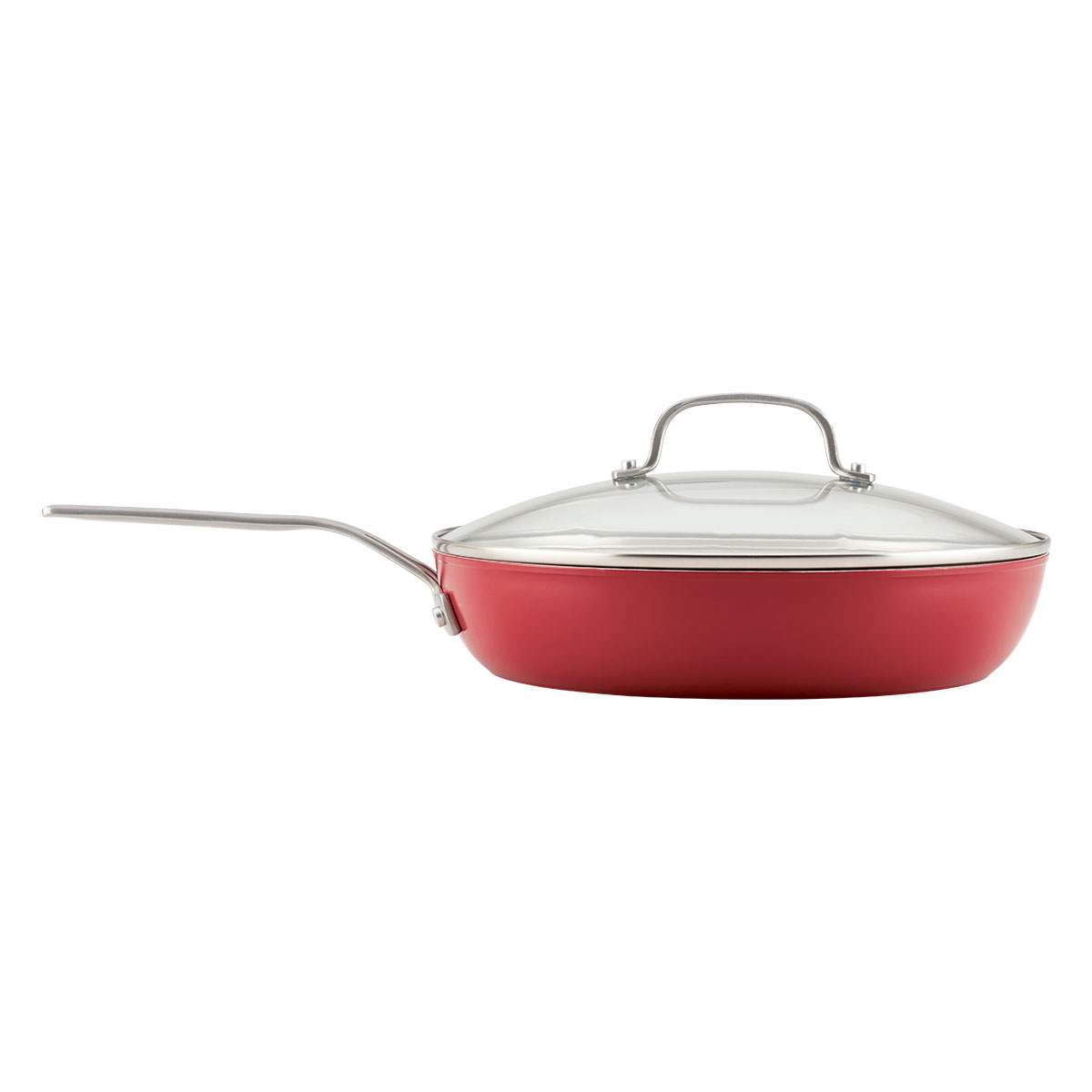 Sartén con tapa 31cm, Aluminio Forjado. Antiadherente Cerámico, Color Rojo. KitchenAid