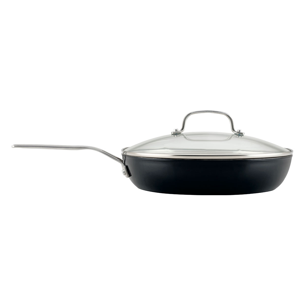 Sartén con tapa 31cm, Aluminio Forjado. Antiadherente Cerámico, Color Negro. KitchenAid