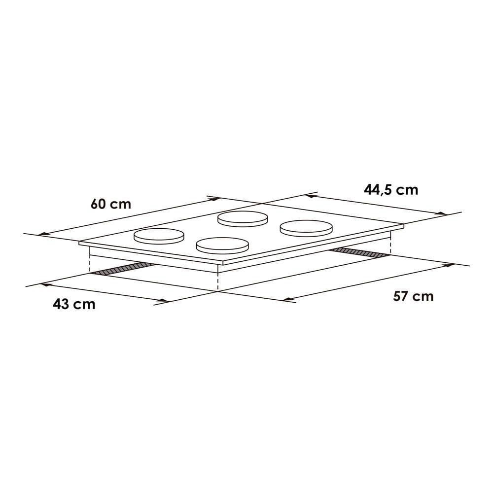 Cubierta ABBA 60.000 x 11.900 cm  4 puestos Gas propano CG401V3CN img #4