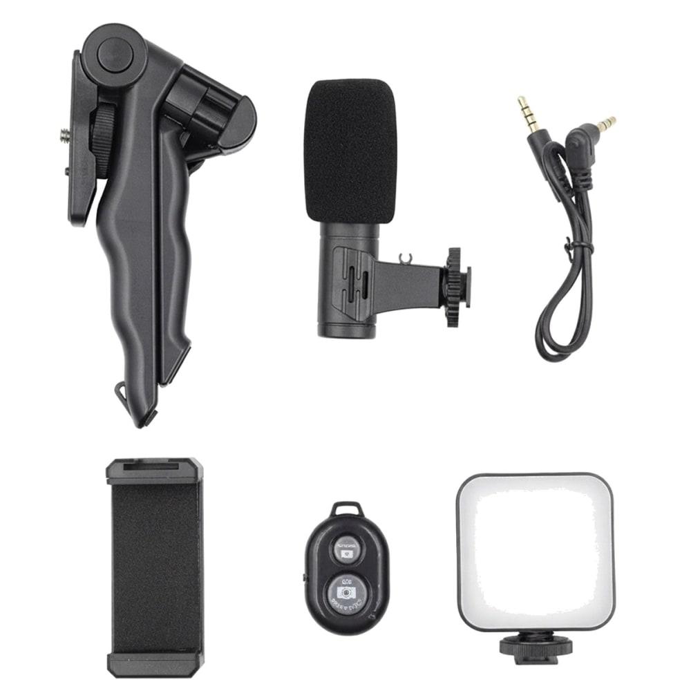 Kit De Video Trípode Con Micrófono Y Luz Led Para Celular img #1