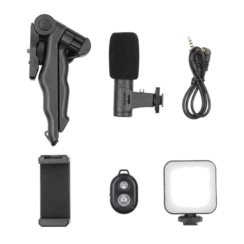 Kit De Video Trípode Con Micrófono Y Luz Led Para Celular img #2