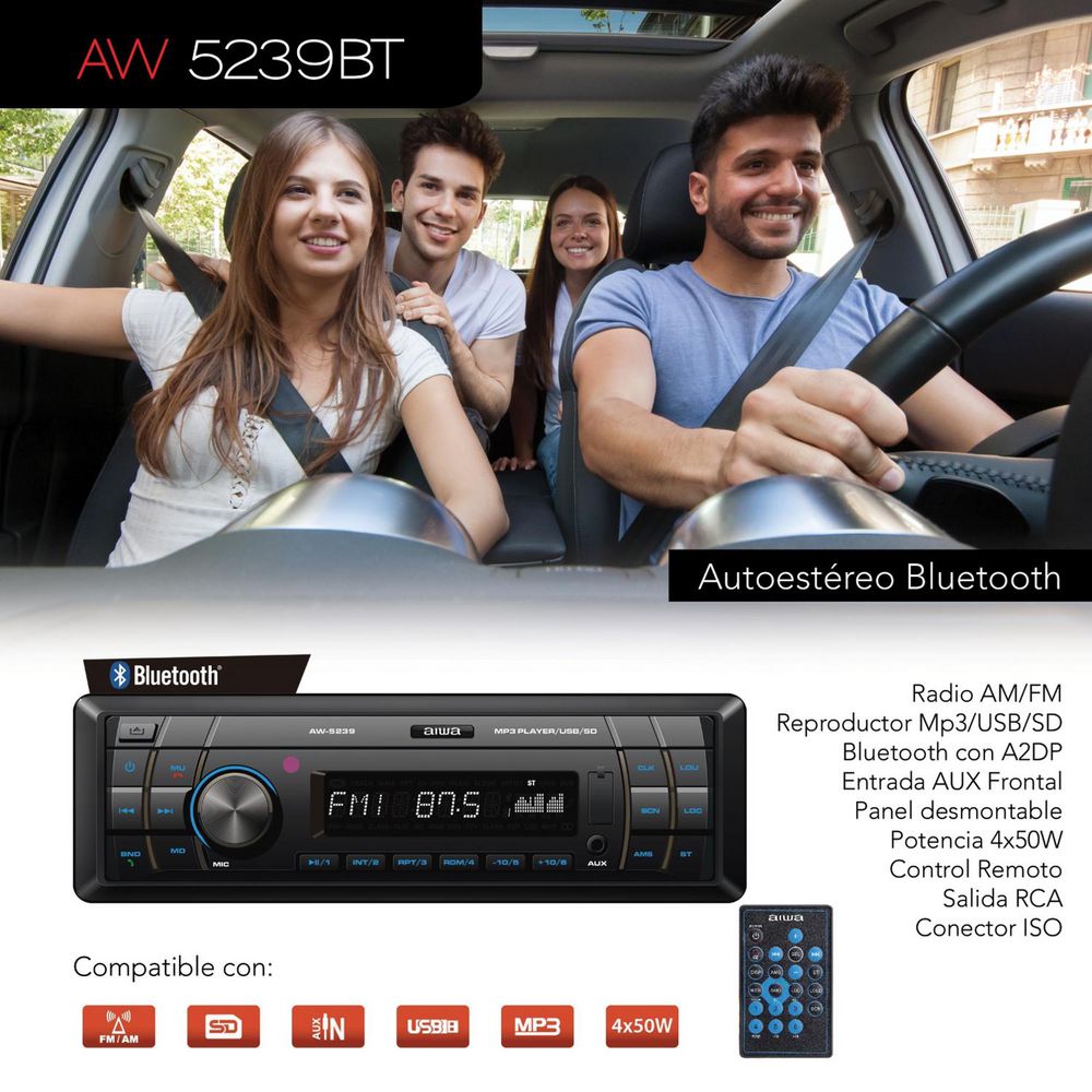 RADIO CAR BLUETOOTH USB AM FM AW5239 AIWA img #2