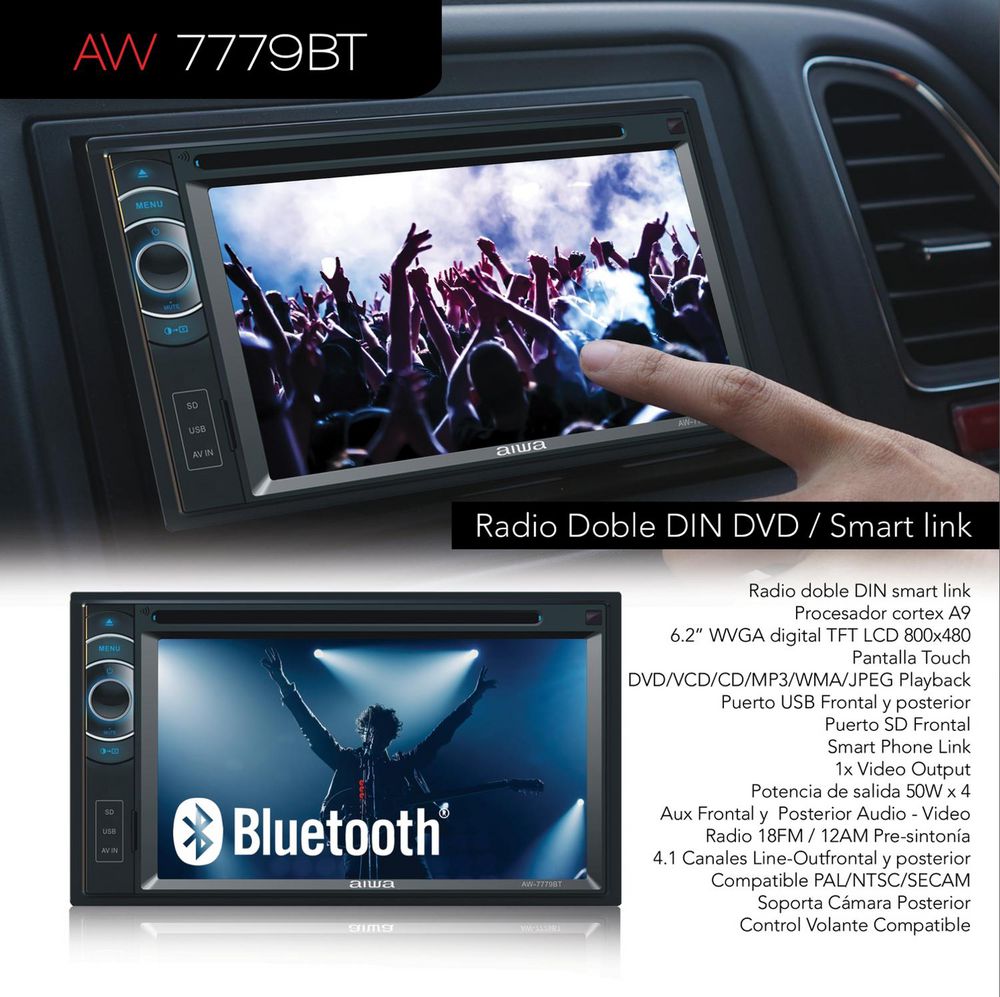 RADIO CARRO PANTALLA MIRRORLIN AW7779BT AIWA img #2