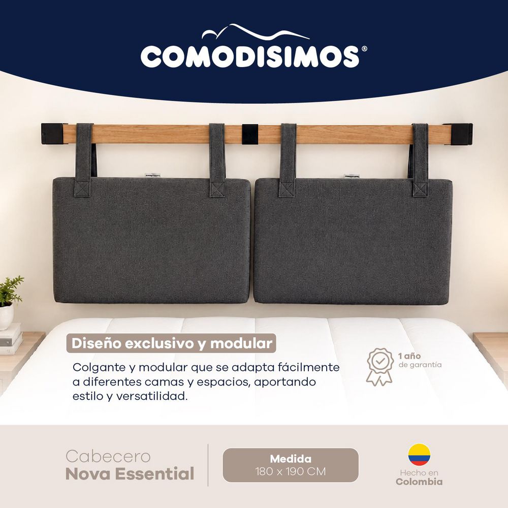 CABECERO ESSENTIAL GRIS 180 COMODISIMOS ECESG180 img #4
