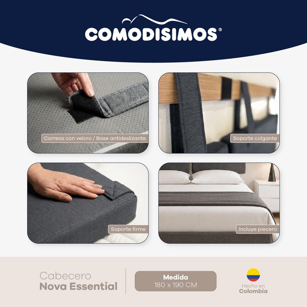 CABECERO ESSENTIAL GRIS 180 COMODISIMOS ECESG180 img #5