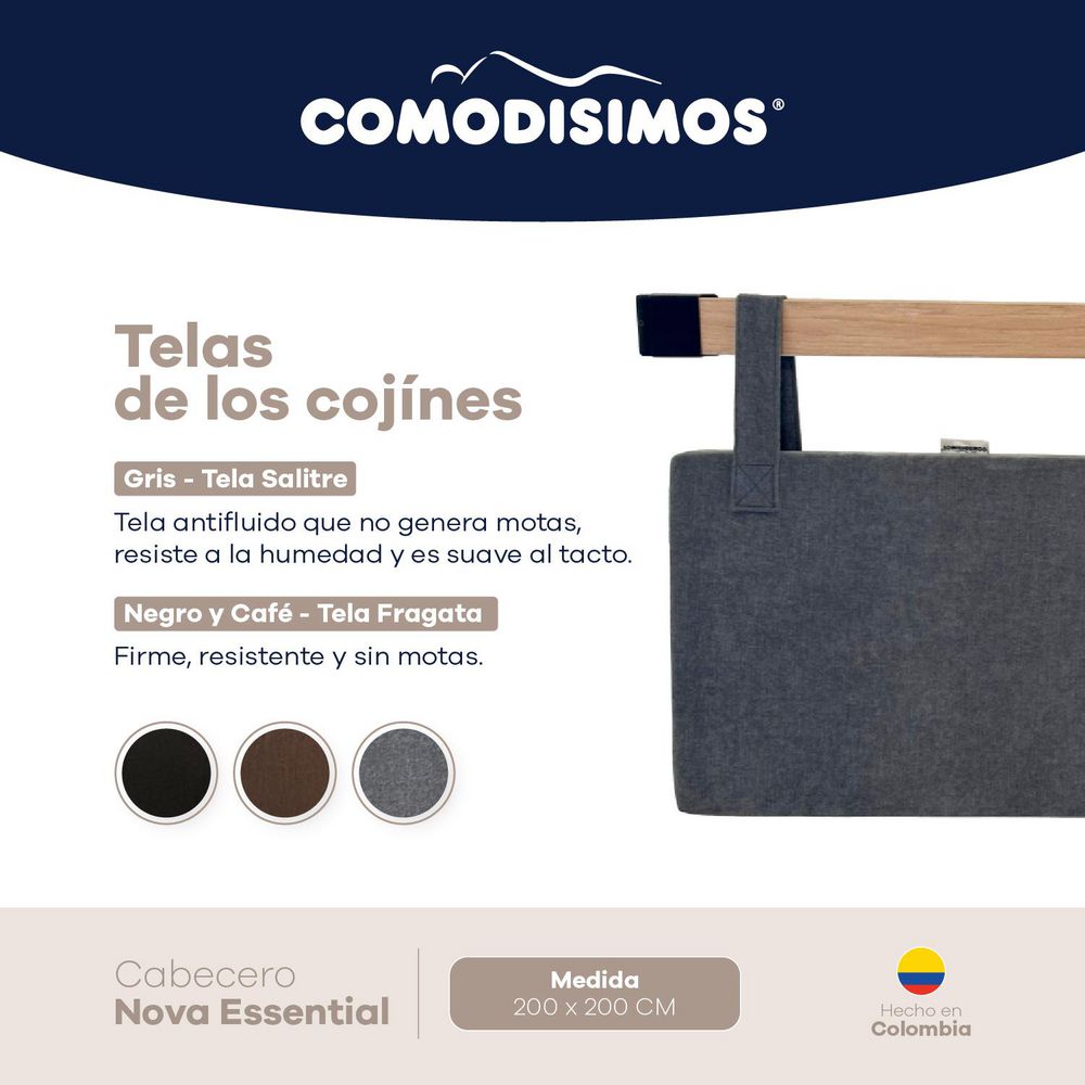 CABECERO ESSENTIAL GRIS 200 COMODISIMOS ECESG200 img #2