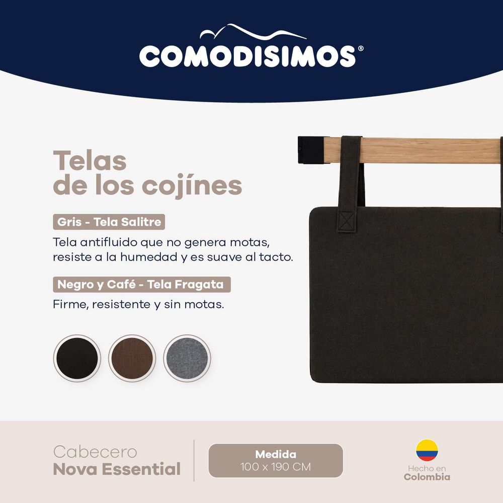 CABECERO ESSENTIAL NEGRO 100 COMODISIMOS ECEFN100 img #2