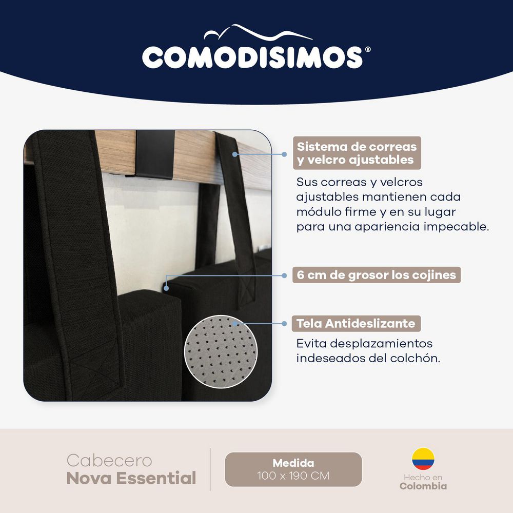 CABECERO ESSENTIAL NEGRO 100 COMODISIMOS ECEFN100 img #3