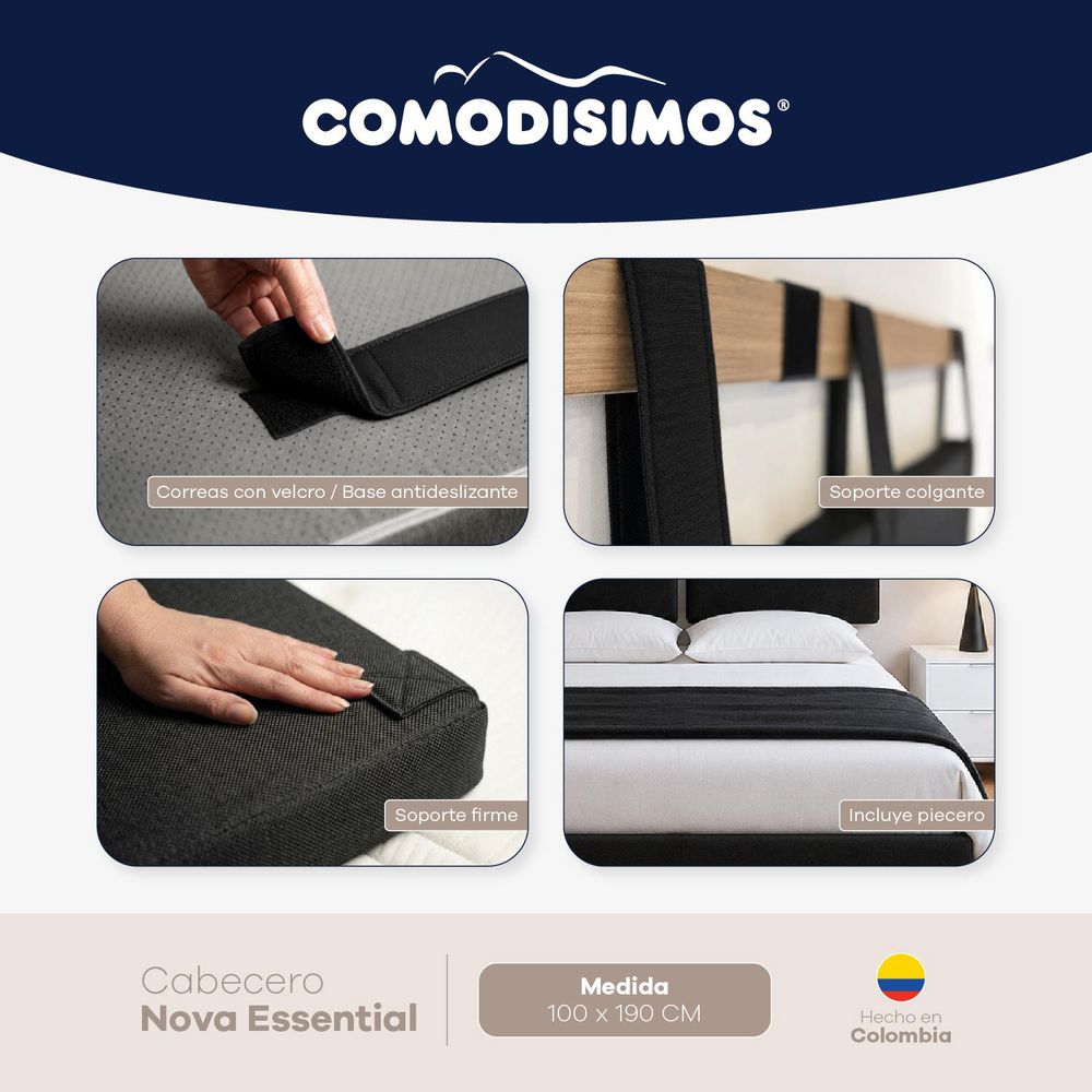 CABECERO ESSENTIAL NEGRO 100 COMODISIMOS ECEFN100 img #5