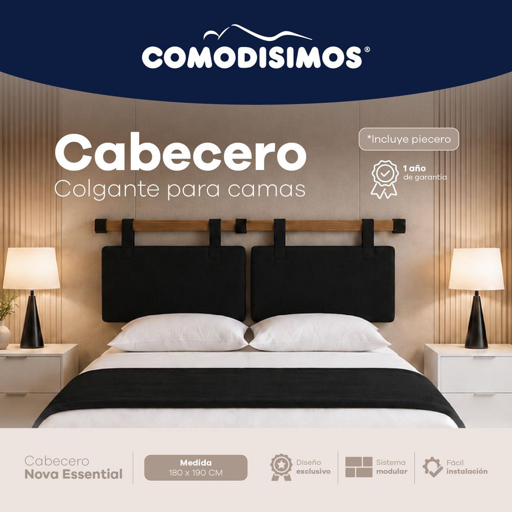 CABECERO ESSENTIAL NEGRO 180 COMODISIMOS ECEFN180 img #1
