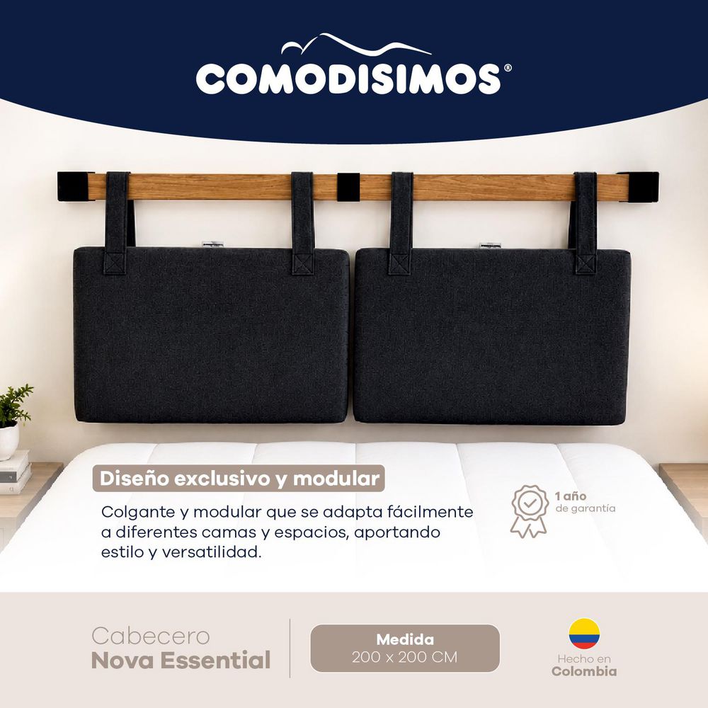 CABECERO ESSENTIAL NEGRO 200 COMODISIMOS ECEFN200 img #4