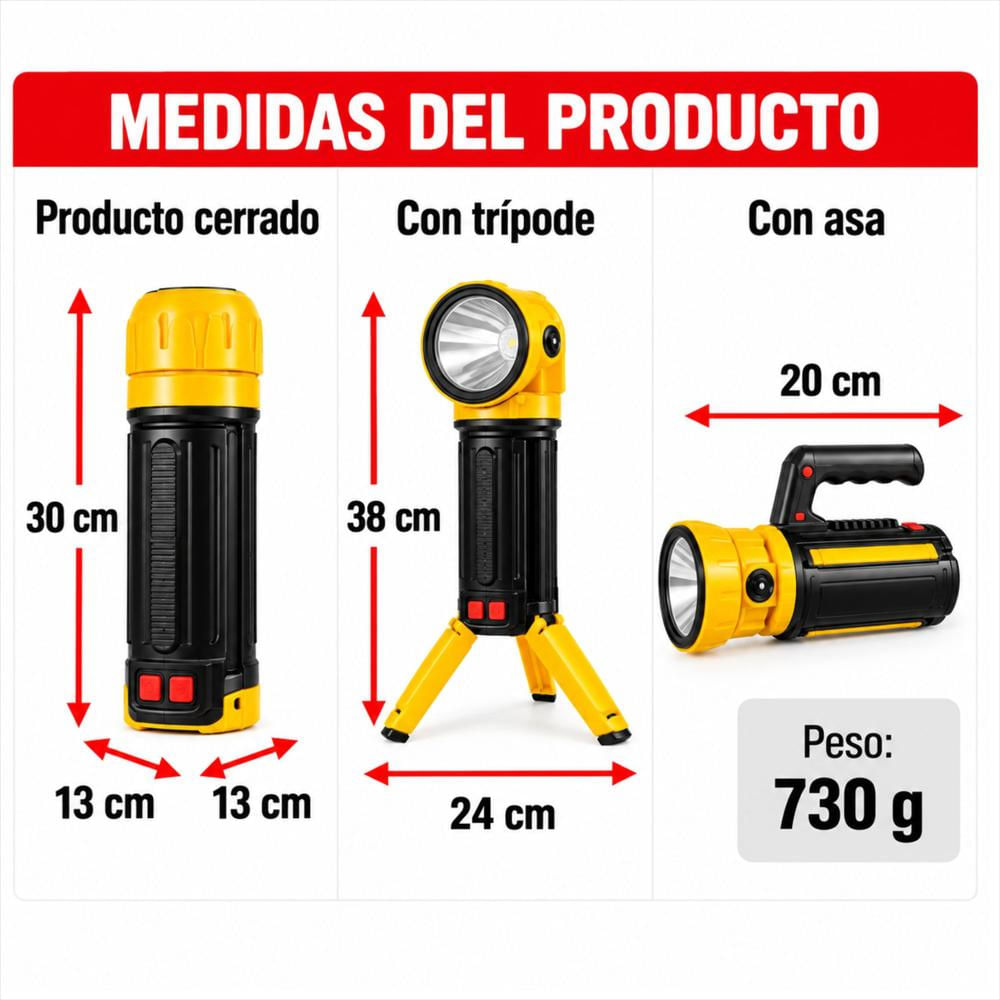 Linterna Reflector Multifuncional Led Trípode Power Bank Usb img #3