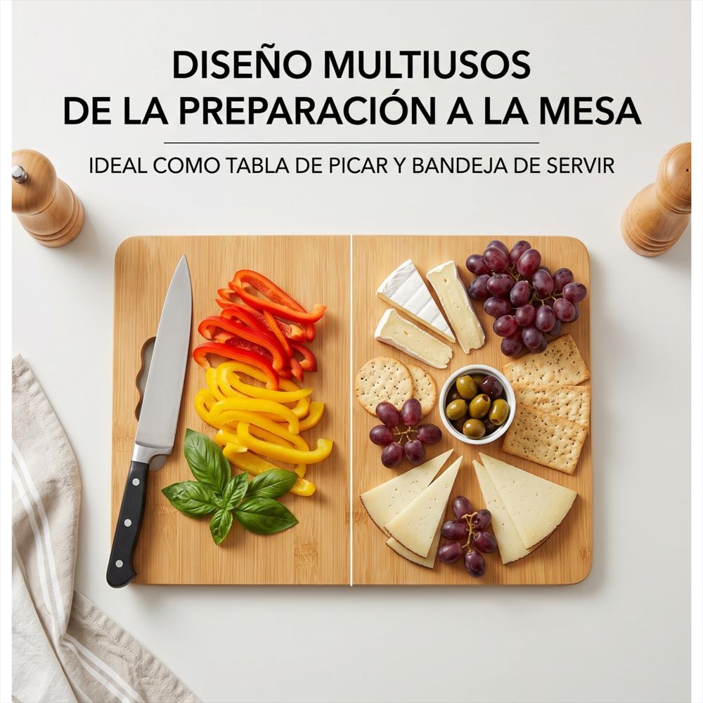 Tabla De Bambú Para Picar Con Mango Ergonómico Integrado img #4