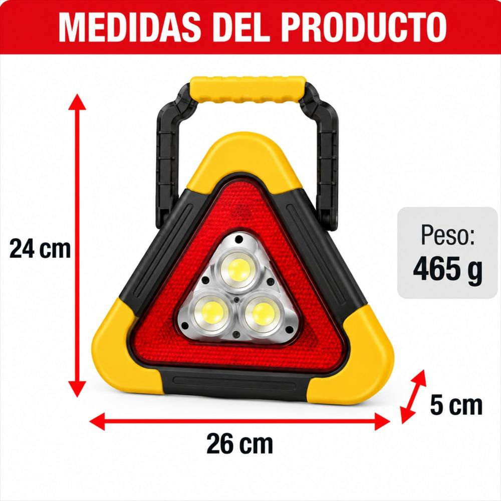 Señalizador Precaución Triangular Luz Led Carga Solar img #2