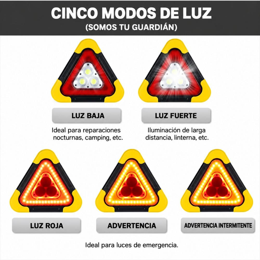 Señalizador Precaución Triangular Luz Led Carga Solar img #3