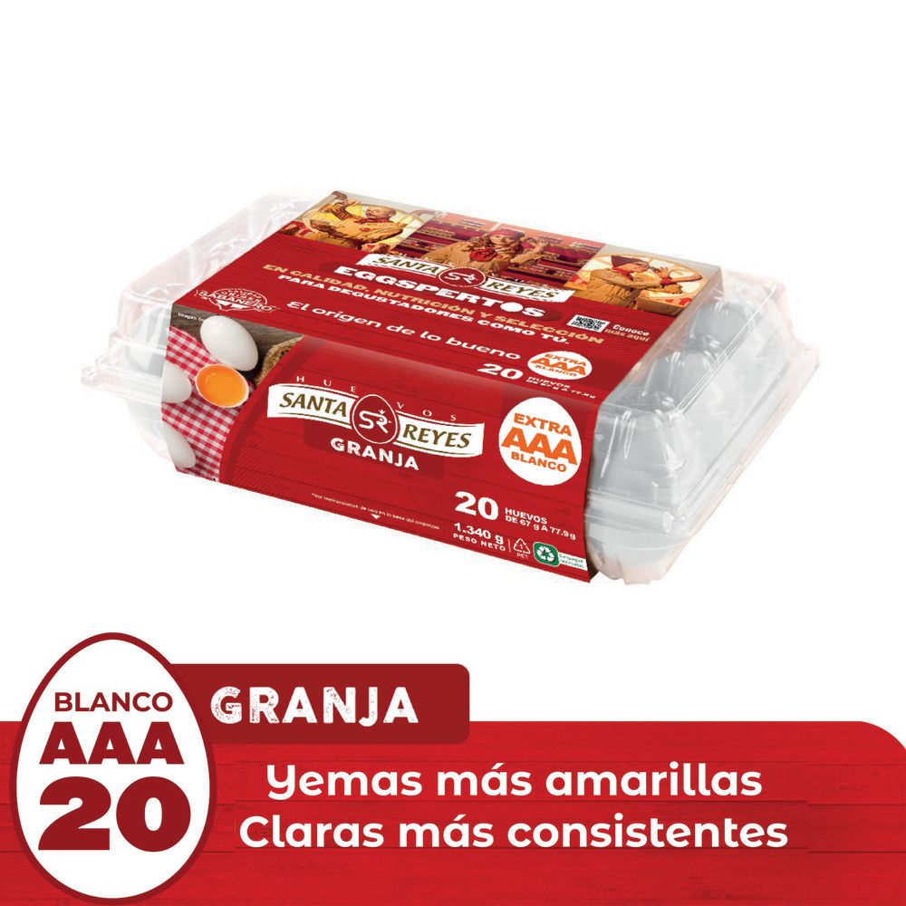 Caja AAA HUEVOS EL RANCHO blancos (20  und) img #1