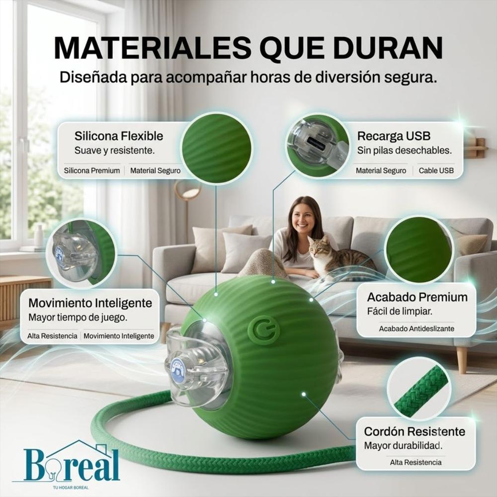 Pelota Gato Interactiva Automatica Recargable Loca Luces img #4