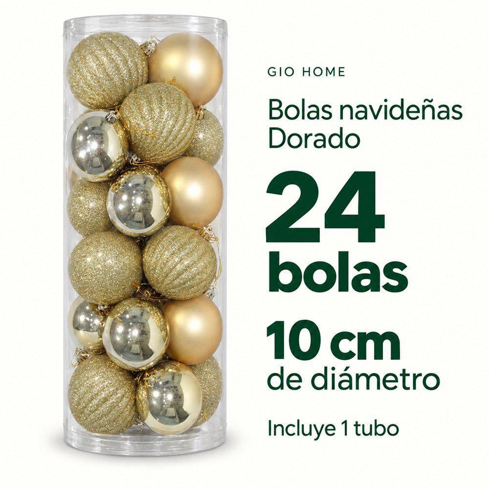 Set X 24 Bolas De 10 Cm Dorada img #2