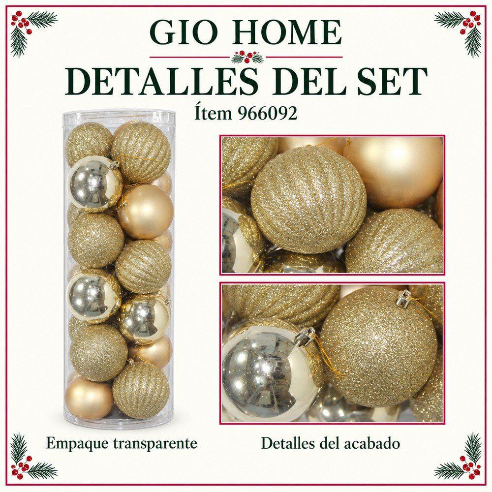 Set X 24 Bolas De 10 Cm Dorada img #3