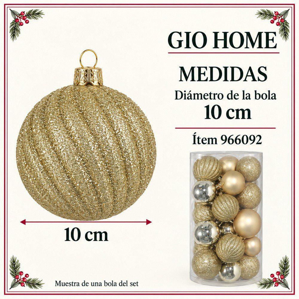 Set X 24 Bolas De 10 Cm Dorada img #5