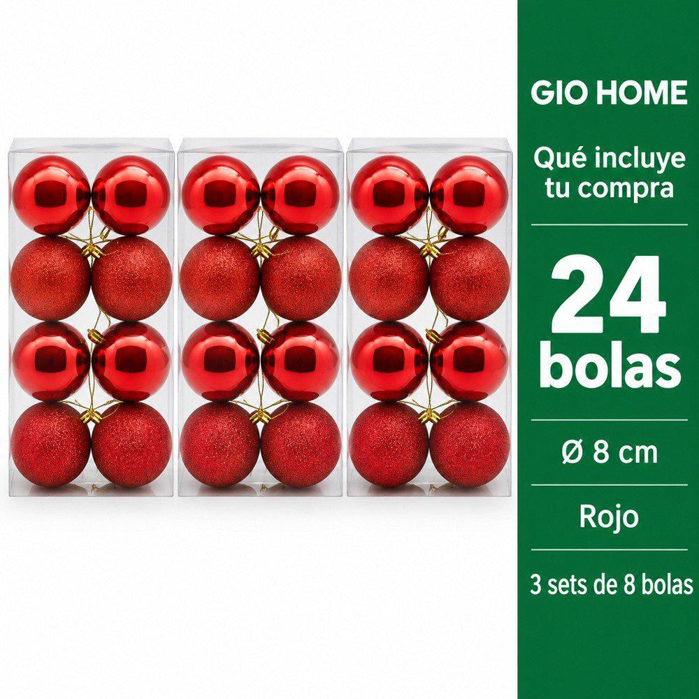 Pack X3 Set Bolas X8 (Bri Esc) 8Cm Rojo img #2