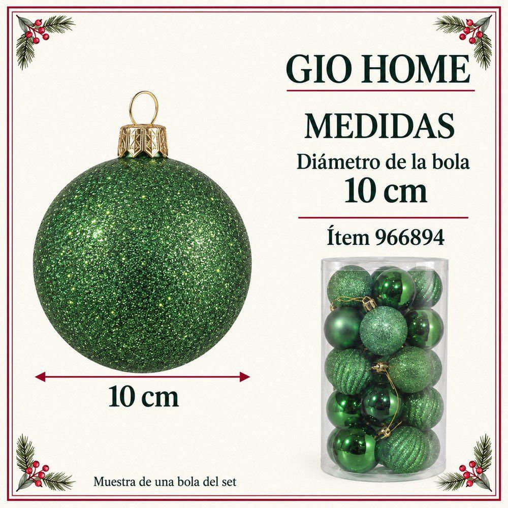 Set X 24 Bolas De 10 Cm Verde Esm img #5